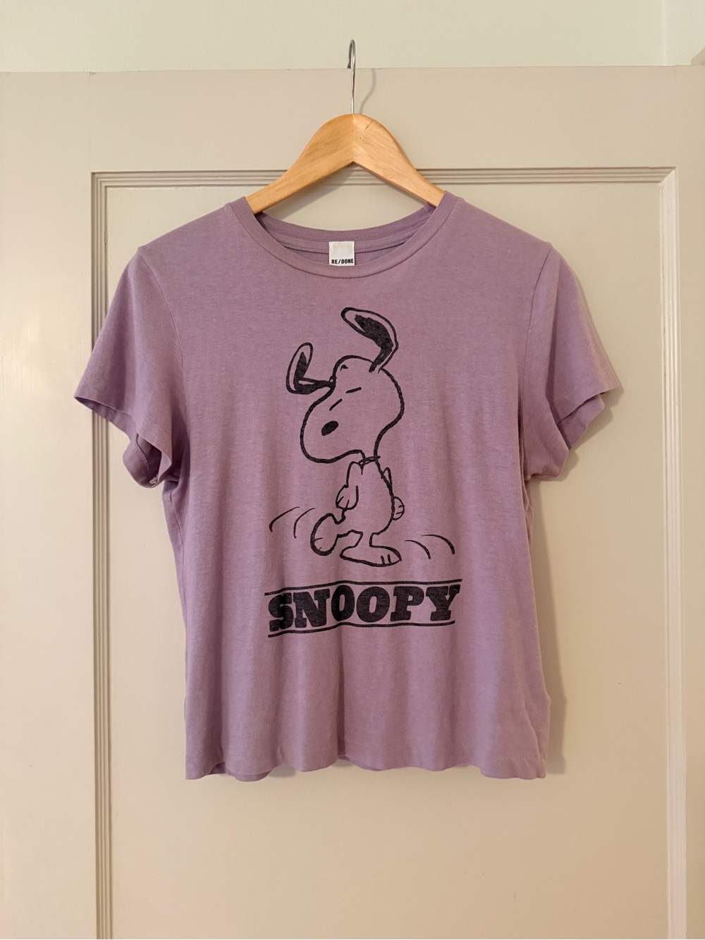 Re/Done Lavender Purple Snoopy Graphic Tee